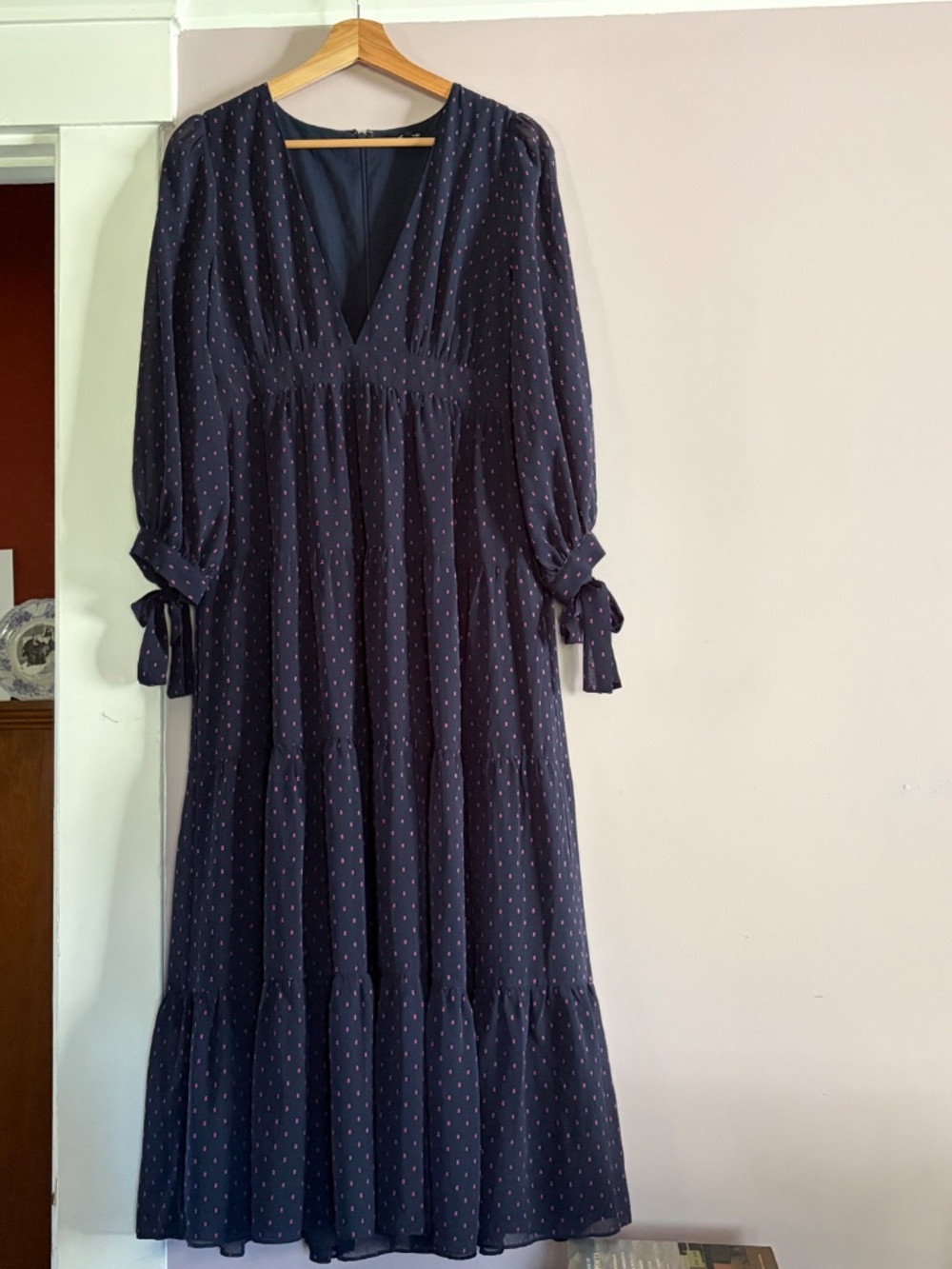 Madewell Tie Sleeve Clipdot Dress